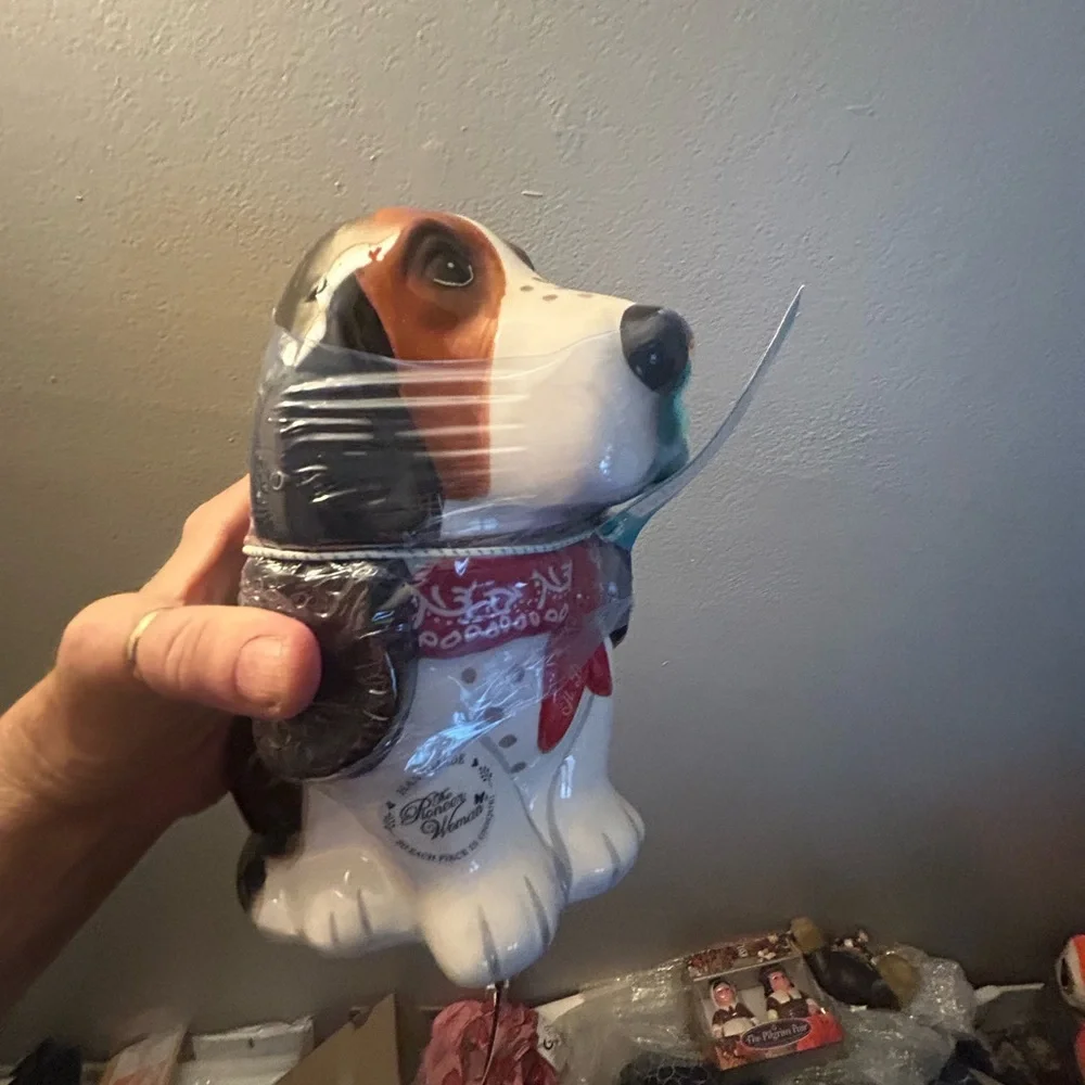 Ceramic Dog Figurine - Black, White, Brown